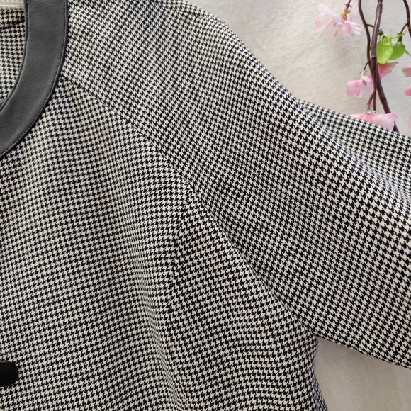 NWT Pendleton Virgin Wool Houndstooth jacket with leather trim, size 12 - Picture 3 of 11